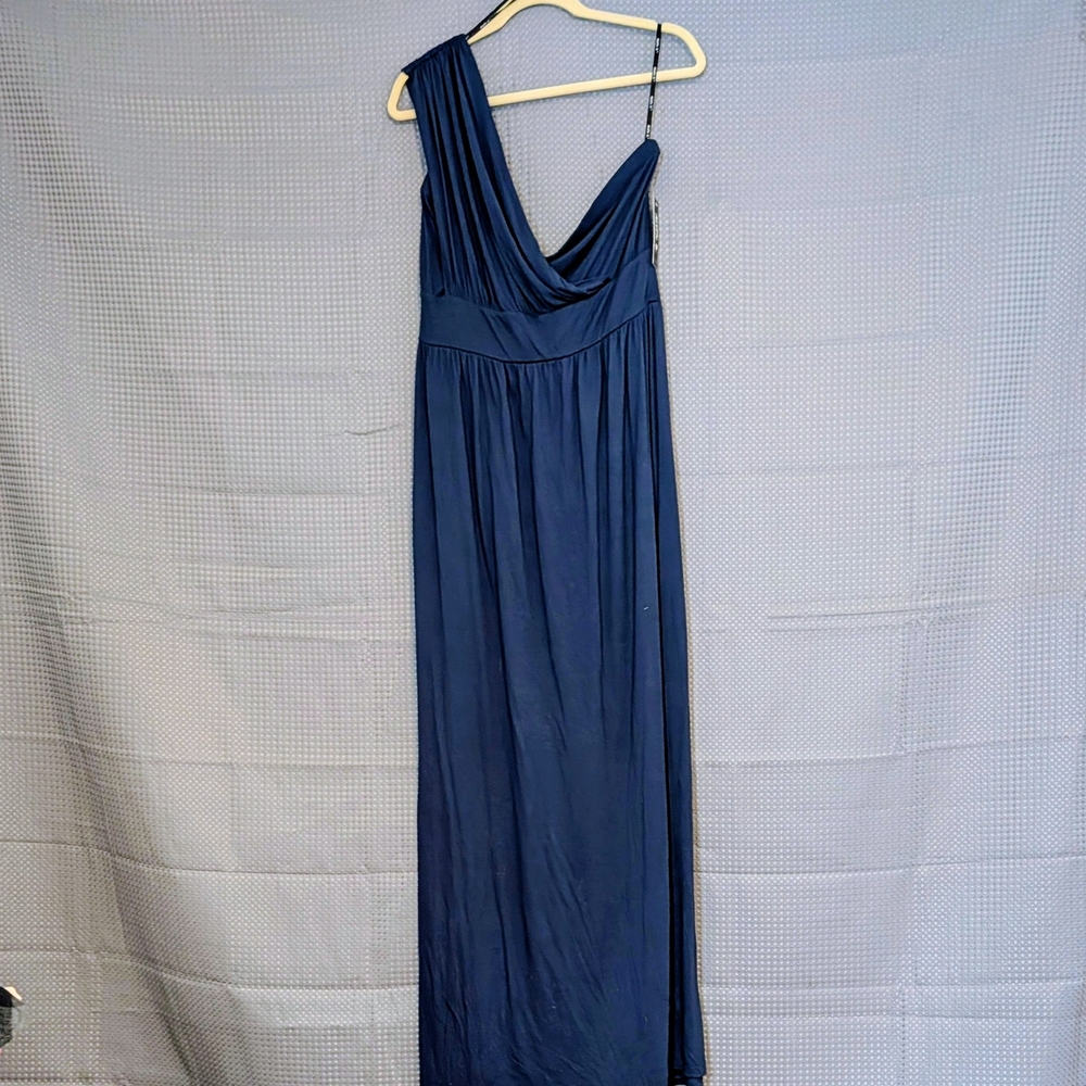 Allen B. By Allen Schwartz Navy One-Shoulder Maxi Dress